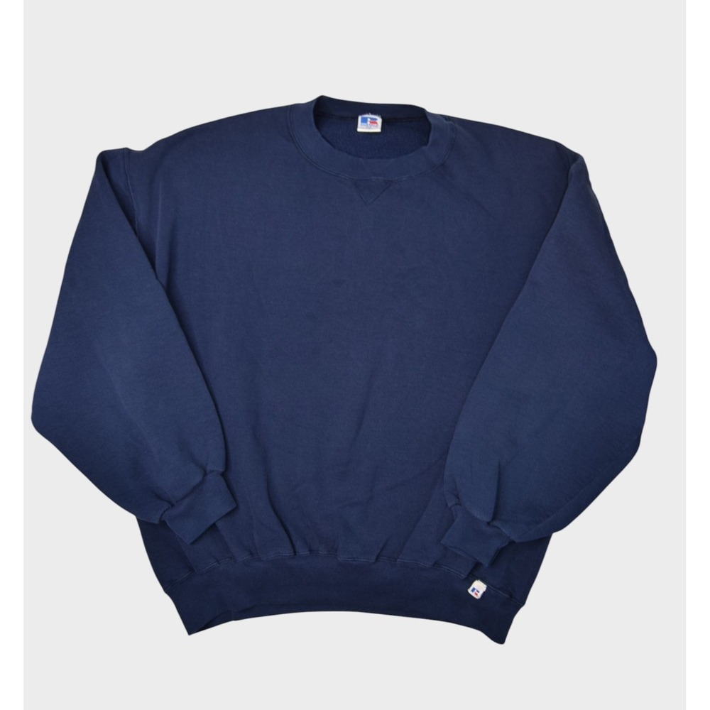 Vintage Russell Athletic Sweatshirt Mens 2XL Navy Blank Crewneck Made in USA